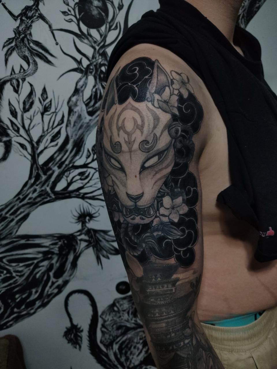 Máscara kitsune, japonés