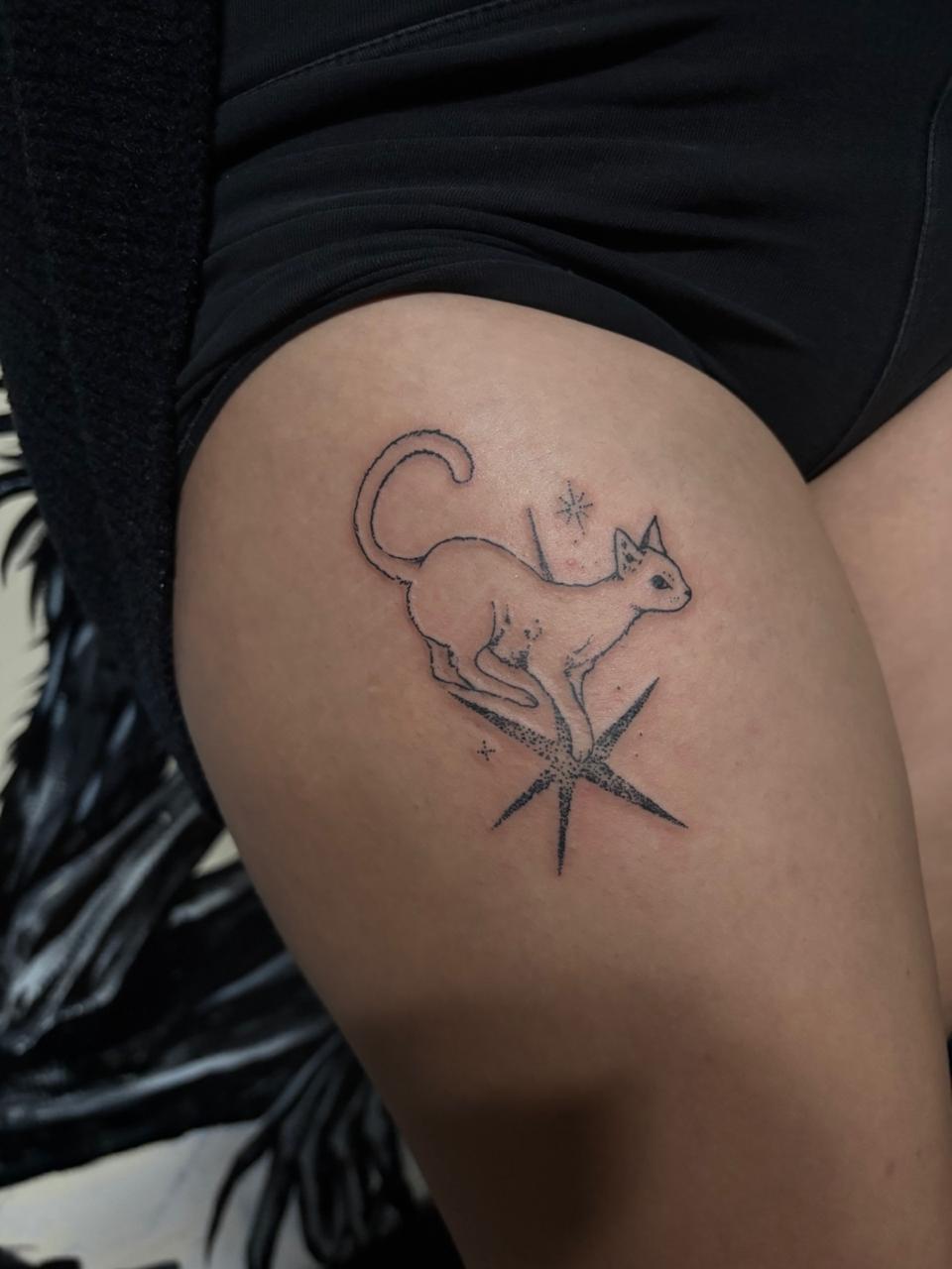 Gato y estrellas, fineline